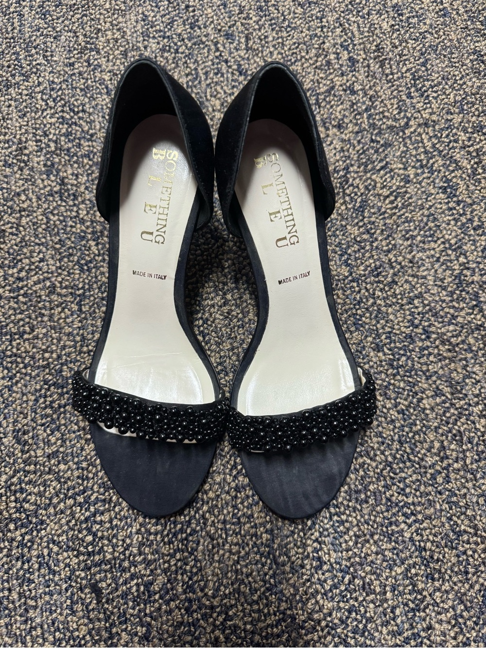 Something Bleu Bridal Black Beaded D'Orsay Open-Toe Heel